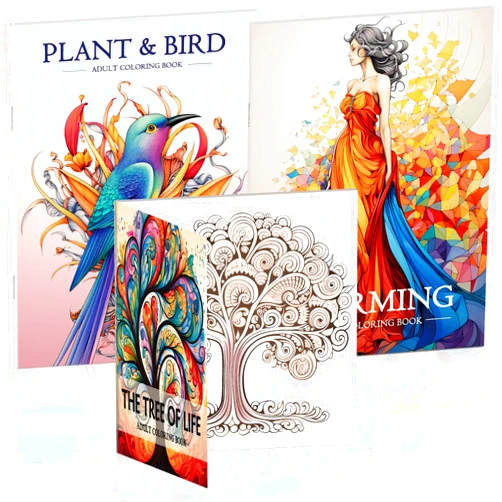 CKMOREL Adult Coloring Books, Set of 3 Coloring Books for Adults to Relax and Relieve Anxiety, Plants and Birds & Charming & The Tree of Life, Stress Relief Gifts for Women, 96 Pages