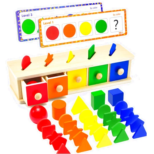 ACROFEK Montessori Toys for 1 2 3 4 5 Year Old, Shape Sorter. Color Sorting Toys Wooden Toys Matching Geometric Blocks, Montessori Toys & Toddler Learning Toys