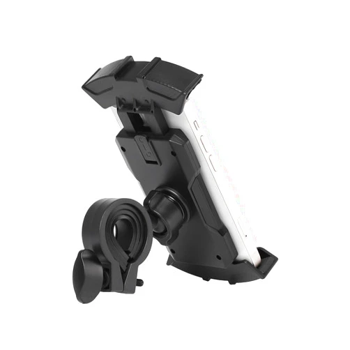 GEEKSDOM Bike Phone Mount, Stable Bike Motorcycle Phone Holder with Security Lock, Bicycle Phone Mount with Soft Cushion & Adjustable Metal Clip,Black
