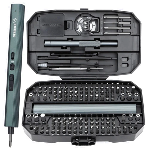 STREBITO Electric Screwdriver 155 in 1 Mini Electric Screwdriver Set, Max 5 N.m, 140 S2 Magnetic Bits, 3 Torque Settings, 650mAh Power Screwdriver Cordless Rechargeable, Repair Tool Kit for PC Phone