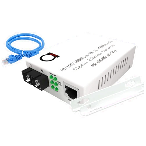 ADnet Single Mode Gigabit Fiber Media Converter - Built-In Fiber Module 20 km (12.42 miles) SC – to UTP Cat5e Cat6 10/100/1000 RJ-45 – Auto Sensing Gigabit or Fast Ethernet Speed - Jumbo Frame - LLF Support