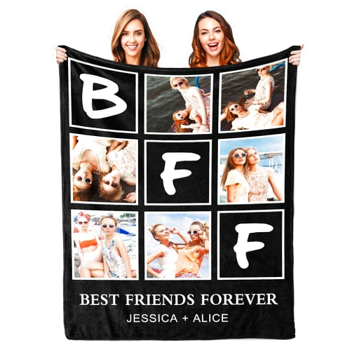 Lcyawer Personalized Best Friend Blanket with Photos, Best Friend Birthday Gifts for Women, Long Distance Friendship Gifts for Besties, Soul Sister, Teen Girls, BFF, Funny Present for Christmas