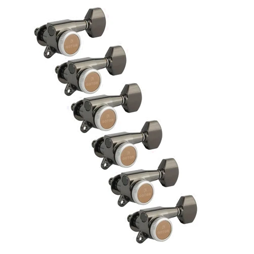 Gotoh Magnum Lock-Trad 6-In-Line Guitar Tuners, Cosmo Black