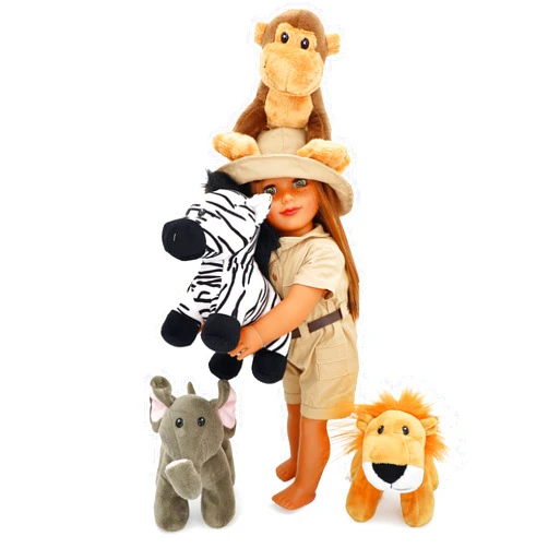 Playtime by Eimmie 18 Inch Doll Clothes - Safari Outfit and Stuffed Animal Doll Pet Accessories Set - Outfits Fit American, Generation & Similar 18” Girls Dolls - Clothing Sets & Stuff for My Doll