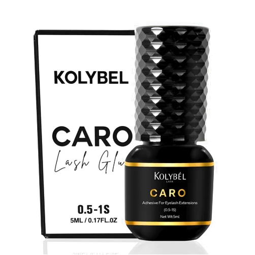 KOLYBEL Eyelash Extension Glue /0.5-1 Sec Drying Time/ 7-8 Weeks Retention/5ml Black Caro Lash Extension Adhesive/Professional Lash Artist & Salon Use(Caro M05,5ml)