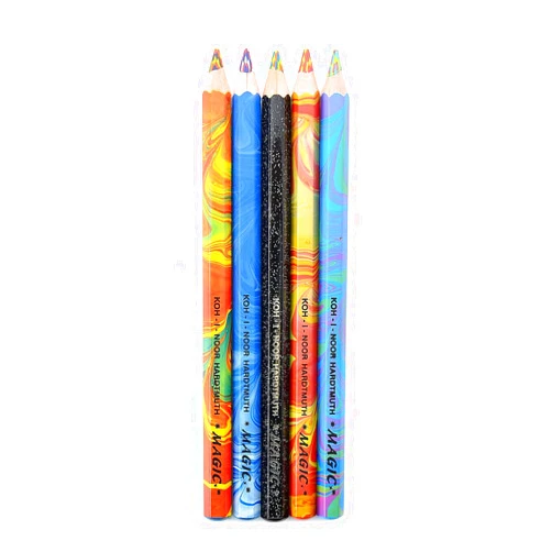 Koh-I-Noor Magic FX Pencils, 5-Pack - Original, Tropical, Neon, America and Fire (FA3405.5BC)