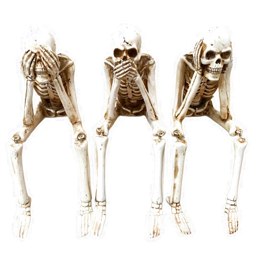 Wanwanzi Set of 3 See Speak Hear No Evil Skeleton - Halloween Statues - Skeleton Collectible-Figurines - Realistic Skull Decorations for Home Haunted House Halloween Party