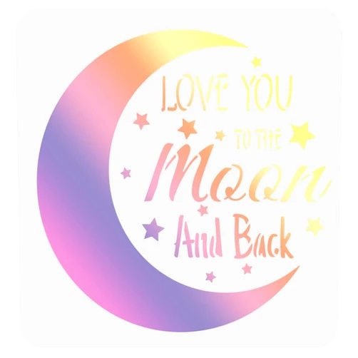 FINGERINSPIRE Love You to The Moon and Back Stencils Template 11.8x11.8inch Plastic Moon Drawing Painting Stencils Square Reusable Stencils for Painting on Wood, Floor, Wall and Tile
