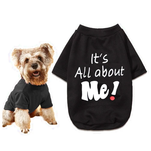 DroolingDog Dog Tee Shirt Summer Dog Clothes Funny T Shirt Dog Costume for Small Dogs Puppy Shirts, Large, Black