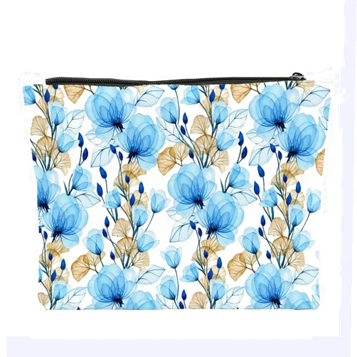 NBIAN Friend Gifts Flower Decorative Makeup Bag Birthday Gifts for Mom, Travel Toiletry Bag Gifts for Women BFF Bestie Large Capacity Shopping Travel Cosmetic Bag for Beach Travel Essentials(Blue)