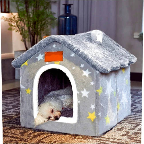 BXEBUI Dog House Indoor Memory Sponge, Foldable Dog House Kennel Bed Mat with Cushion for Small Medium Large Dogs Cats, Winter Warm Cat Nest Puppy Cave Sofa Pet Products (Medium)