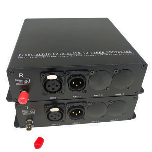 Transwan 1 Ch Bi-Directional Line-Level Balanced Audio Over Fiber Extender to 20 Km Sinlge-Mode Fiber, Support 16-Bit Digitally Encoded Audio