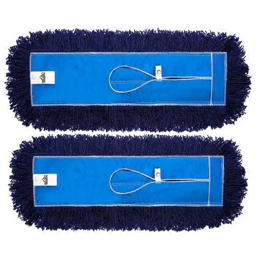 Nine Forty 2-Pack 24-Inch Premium Nylon Dust Mop Replacement Head - Heavy Duty Refill for Industrial, Commercial, and Residential Cleaning - Dry Floor Duster for Hardwood Surfaces - Blue (2-Pack)