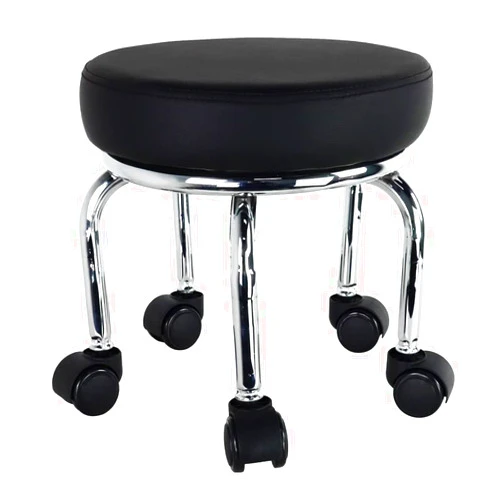 WKWKER Modern Roller Seat PU Leather Low Round Rolling Stool 360° Swivel Small Stool with Universal Caster Wheels Foot Stool for Home Office Garage Shop Fitness Sport H：12.4