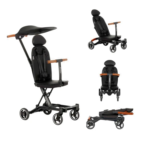 Evolur Cruise Rider Stroller with Canopy, Lightweight Umbrella Stroller with Compact Fold, Easy to Carry Travel Stroller - Noir Black