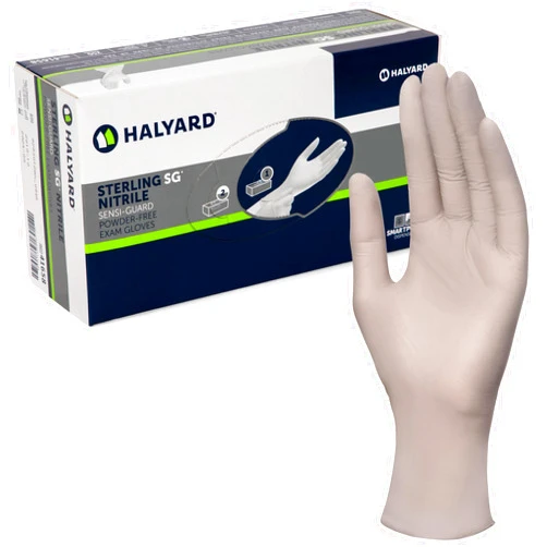 HALYARD Sterling SG Nitrile Powder-Free Exam Gloves, 3.7 mil, 9.5 Inches, Gray, Large, 41660 (Box of 250)