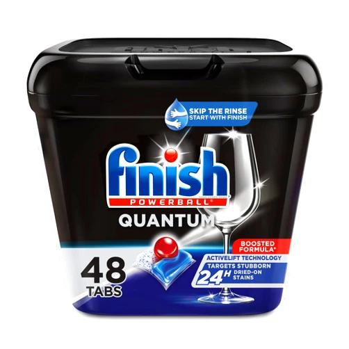 FINISH Quantum Powerball, Dishwasher Pods, Dishwasher Detergent Liquid, Dishwasher Soap, Advanced Clean & Shine, 48ct Dishwasher Tablets