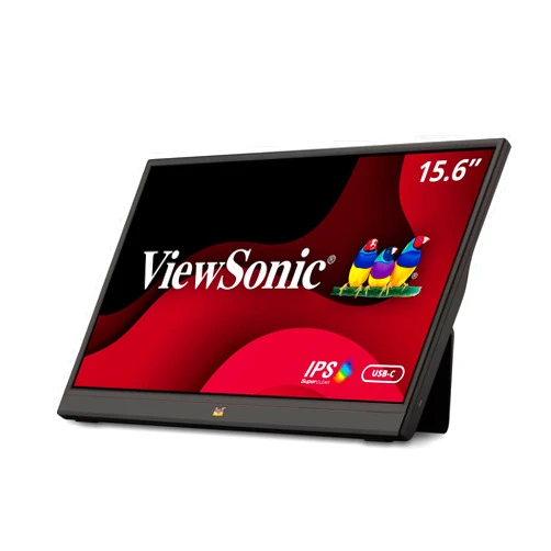 ViewSonic VA1655 15.6 Inch 1080p Portable IPS Monitor with a Built-in Stand, Mobile Ergonomics, USB C, Mini HDMI and Protective Case for Home and Office,Black