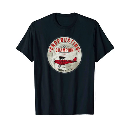 Vintage Duster Plane Cropdusting Co. Cropdusting Champion Vintage Badge Plane USA Tshirt Gift T-Shirt
