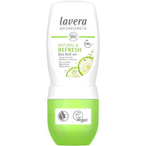 lavera Deo Roll-On Natural & Refresh - Roll On Deodorant for 48h Protection - with Natural Minerals & Organic Lime - Aluminum Free - PETA Certified - Vegan - Made in Germany - 1.7 Fl Oz