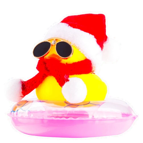 MuMyer Christmas Rubber Duck Car Ornaments Yellow Duck Car Dashboard Decorations with Mini Hat Swim Ring Scarf and Sunglasses for Christmas Decor and Home Decorations(AC2)
