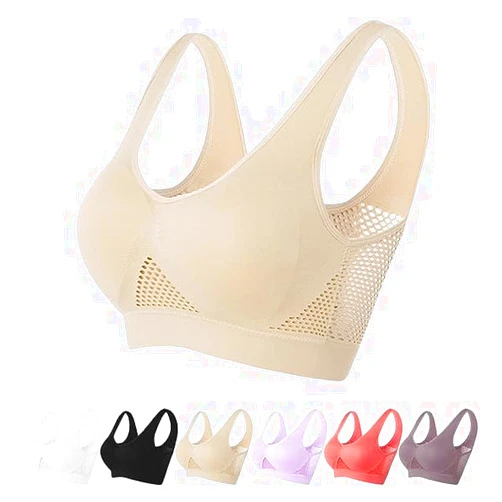Fiopet 2024 New Breathable Cool Liftup Air Bra, Upgrade Full Support Sports Bra Large Size Lift Up Air Bra for Women