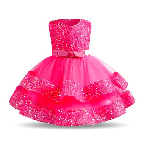 HNXDYY Toddler Baby Girls Party Shinny Tulle Ruffles Sequin Princess Dress Sleeveless Tutu Puffy Pageant Gown