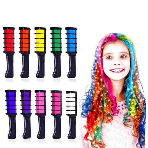 Kalolary 10 Colors Hair Chalk for Girls Kids, Temporary Bright Hair Color Dye Easter Gifts for Girls Age 4 5 6 7 8 9 10+, Washable Hair Chalk Comb for Party Cosplay DIY