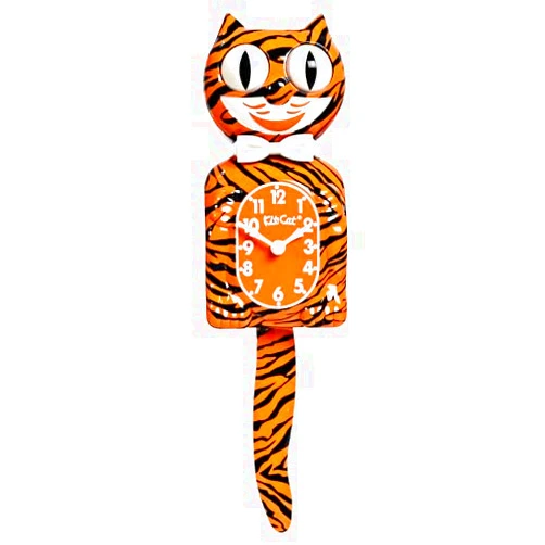 Kit Cat Klock Bengal Tiger - Exotic Pet Collection, Vintage Cat Klock with Moving Eyes and Tail - Battery Operated Wall Clock - Made in USA, Perfect for Home Décor, Unique Gift