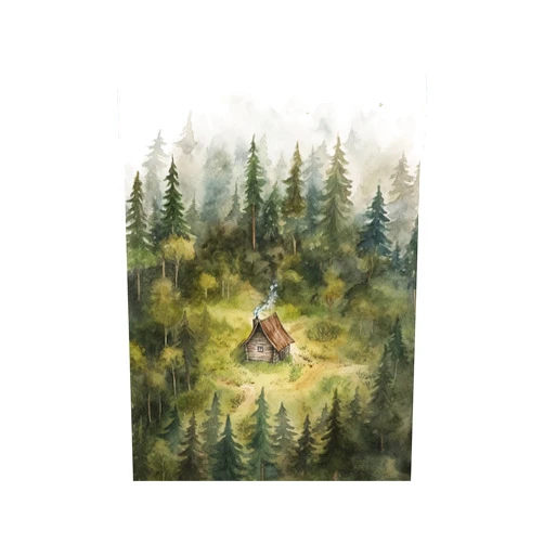 Custom Gatlinburg Wall Print Evergreen Watercolor Forest Hut Print Art Misty Pines Wall Art Cabin Wall Decor Tennessee Landscape Wall Art,4