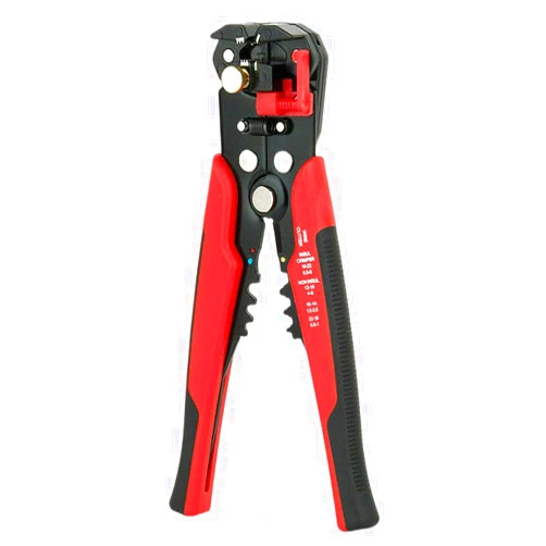 LSLANSOON 5 in 1 Self-Adjusting Wire Stripper Cutter, Wire Crimping Tool Wire Pliers for Wire Stripping, Cutting, Crimping 10-24 AWG (0.2-6.0mm²) (Red)