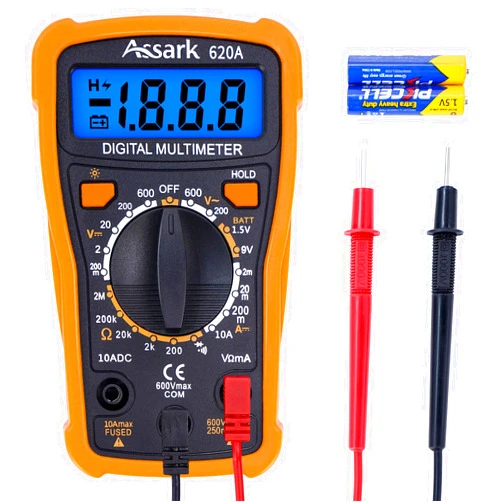 Assark Digital Multimeter Voltage Tester, Assark 2000 Counts Multimeter Measure AC DC Voltage DC Current, Meter Tester Test Volt Ohm Amp Diode Continuity,Resistance,Backlit LCD Display,Data Hold Function