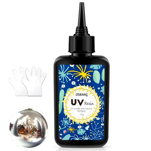 OSBANG Crystal Clear Hard UV Resin Upgraded Formula Ultraviolet Fast Curing Resin for Jewelry Making Craft Decoration, Hard Transparent Glue Solar Cure Sunlight Activated Resin Casting & Coating（100g）