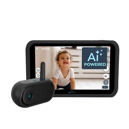 Tiny Traveler Ai Smart Wireless Baby Car Monitor - AI-Powered Safety Alerts: Cry/Laugh/Stand Detection, Virtual Fence, Long Range 1000ft Night Vision Lullabies Night Light