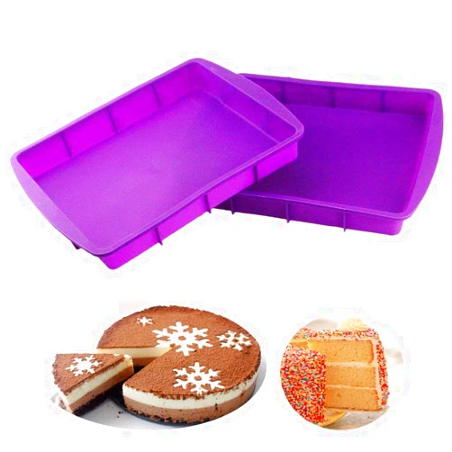 Orgrimmar 2 Pcs Silicone Rectangular Cake Pans Mold Bakeware Bread Baking Pan Non Stick Easy Demoulding Purple