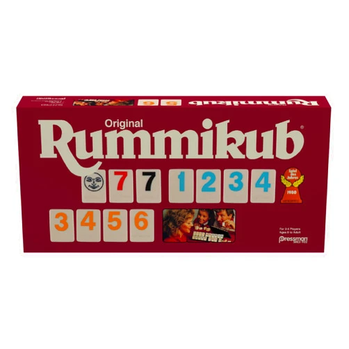 Pressman Original Retro Style Large Numbers Rummikub - Includes Tiles with Bright, Over-Sized, Inset Numbers for Easy Viewing, Multi Color