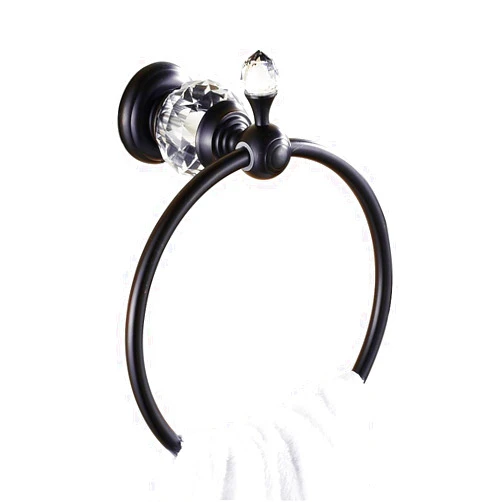 Nokozan Luxury Crystal Series Oil-Rubbed Bronze Fished Batrhoom Towel Ring Holder Wall Mouted