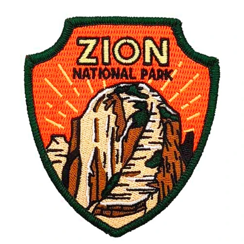 Hike and Draw Zion National Park Iron-on Embroidery Patch Blue 3.5inchH x 3.1inchW
