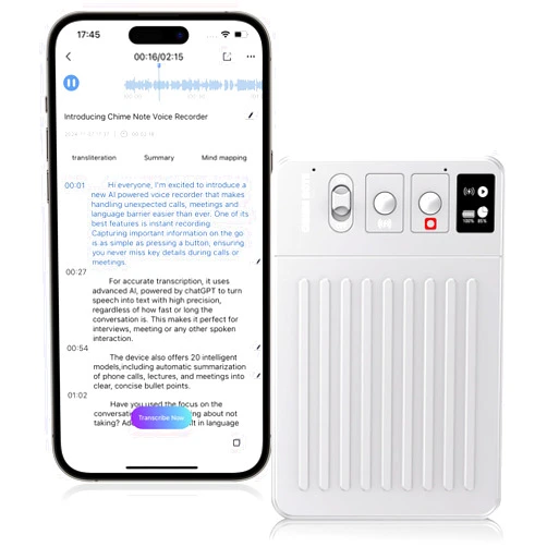 ClicoByte AI Voice Recorder, Voice Recorder with No Fee for Transcribe & Summarize Empowered by ChatGPT, App Control, Real-time Translation, 107 Languages, Support Wireless Charging,for Lectures/Meetings-Silver