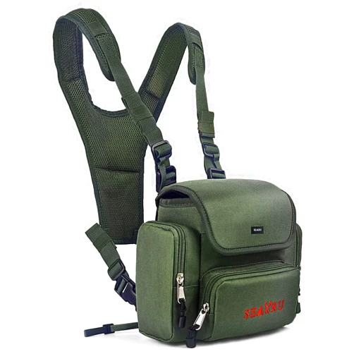 SEAKRU Binocuar Harness Chest Pack, Bino Harness with Rangefiner Pouch, Bino Case with Rain Cover