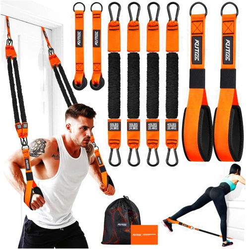KUTIZE Resistance Bands, Exercise Bands with Handles, Door Anchor, Heavy-Duty Tricep Workout Equipment for Pushdowns, Bicep Curls, Face Pulls, Home Gym Equipment Training for Back, Abs, Triceps