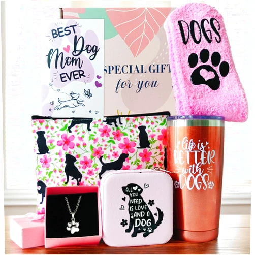 Cefanty Dog Mom Gifts for Women,Cool Gifts for Dog Lovers Best Dog Mom Mothers Day Gifts with Tumbler Makeup Bag for Women Dog Mama Pet Moms Dog Gift Basket