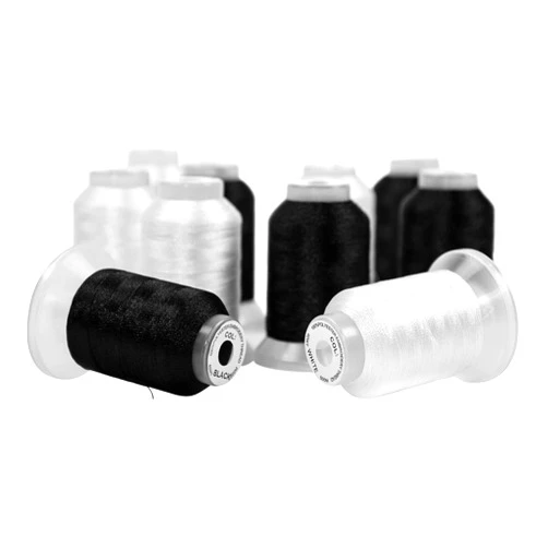 ThreadNanny New Poly Machine Embroidery Threads Works with Brother, Babylock, Janome, Pfaff, Singer, Bernina (White & Black)