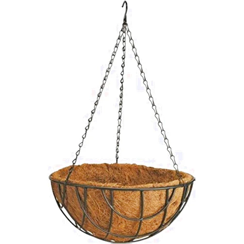 Rocky Mountain Goods Hanging Basket with Natural Coconut Liner - 14” - Extra Strength Chain and Hook Included - Thick Coco Liner Hanging Planter for Less Watering