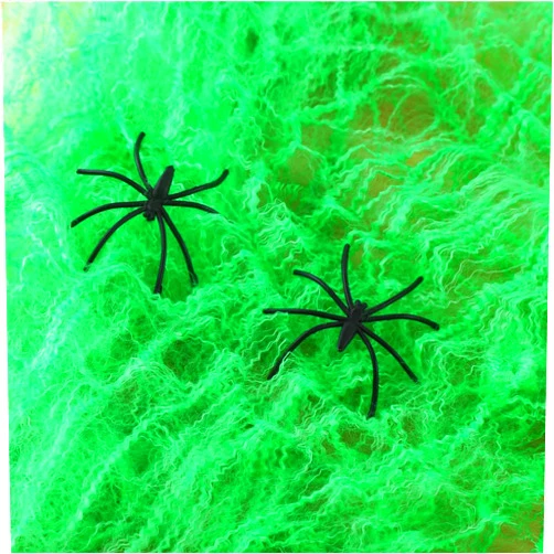 DECORA Halloween Party Favors 3 Pack Spider Webs & Webbing Stretchy Cobwebs for Indoor/Outdoor Decoration(25 grams/Green)