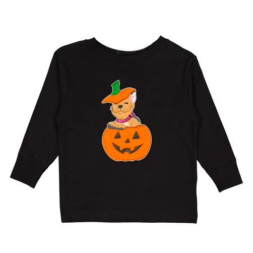 inktastic Pumpkin Puppies Halloween French Bulldog Toddler Long Sleeve T-Shirt