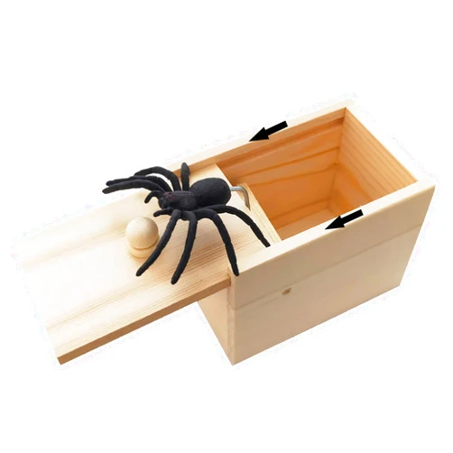 Rtudan Original Spider Scare Prank Box, Hilarious Wooden Scare Box,Handmade Fun Joke Scarebox Toy,Practical Gift Toy Spider Box Prankoy Prank for Kids Adults
