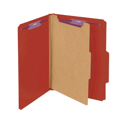 Smead Pressboard Classification File Folder with SafeSHIELD Fasteners, 1 Divider, 2