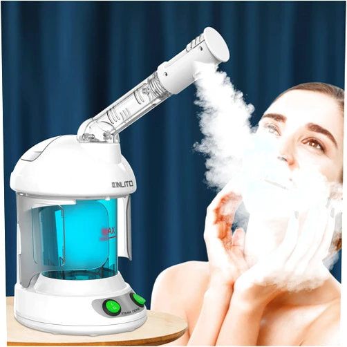 KINLITO Facial Steamer - Ozone Steamer with 360° Rotatable Arm - 40 Min Steam Time - Humidifier - Unclogs Pores - Blackheads - Portable Facial Steamer for Personal Care Use at Home or Salon,White