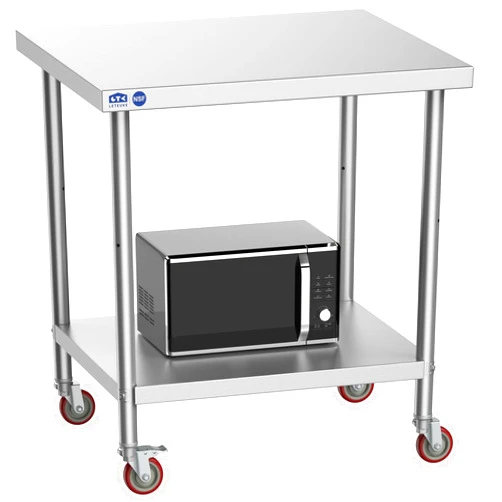 Leteuke Stainless Steel Table, NSF Metal Table with Wheels, SUS201 Commercial Heavy Duty Work Tables, Prep Tables for Restaurant Home Hotel Kitchen - 36
